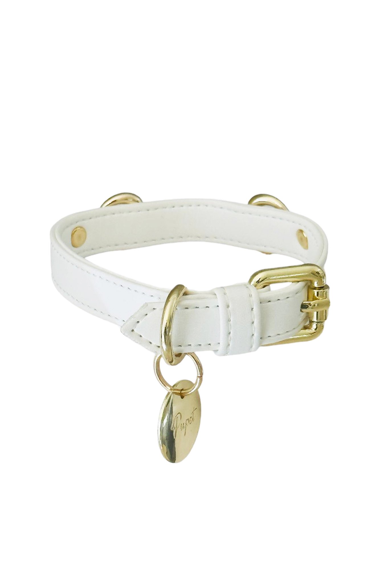 LEATHERETTE COLLAR WITH GOLDEN CLAMP