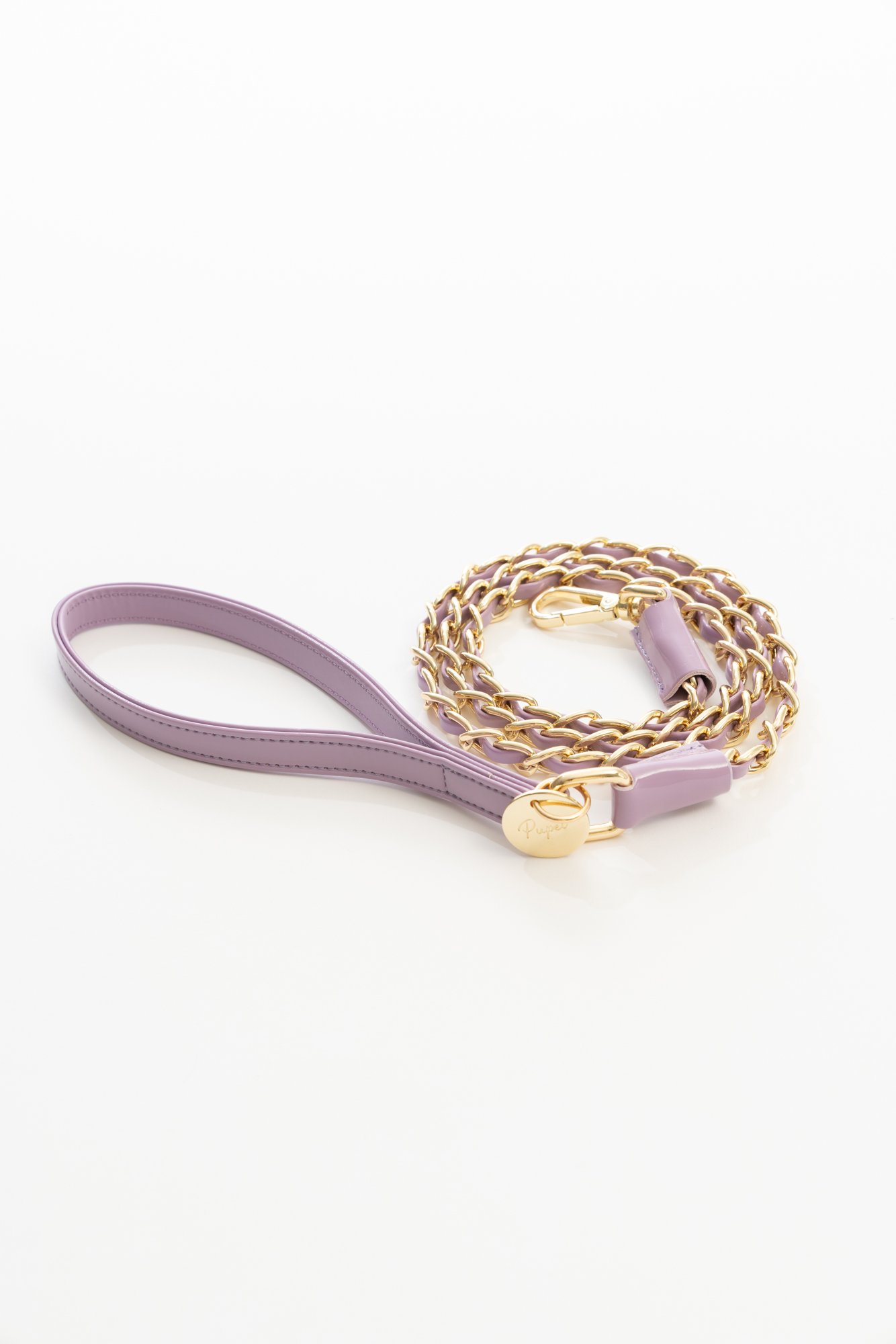 PATENT LEATHER LEASH WITH GOLDEN CHAIN