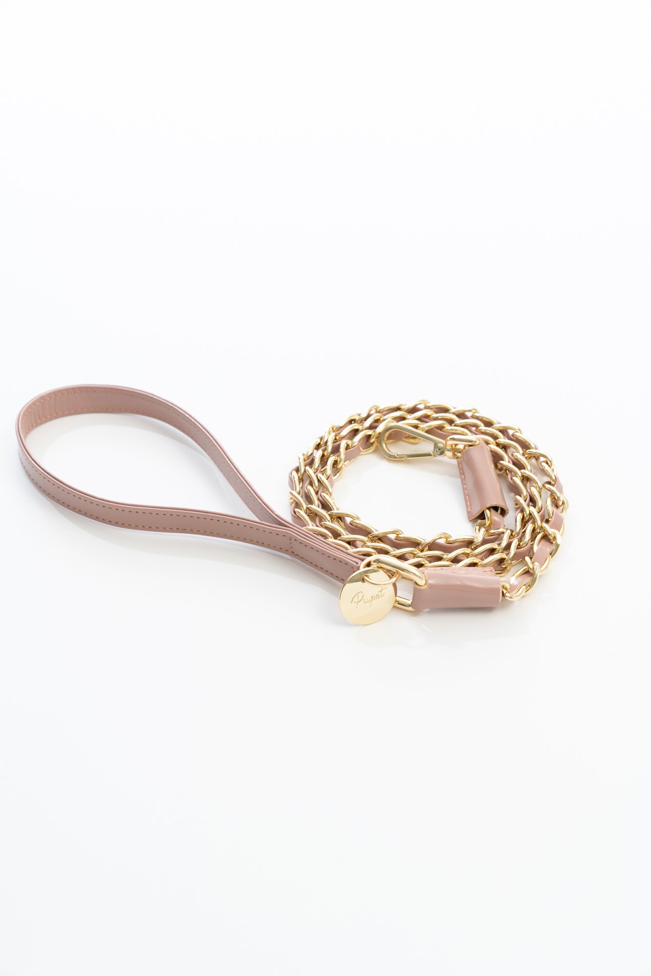 PATENT LEATHER LEASH WITH GOLDEN CHAIN